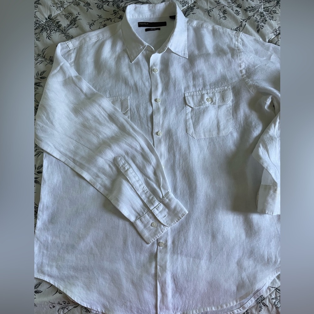 Perry Ellis Men’s Long sleeve linen shirt size XL